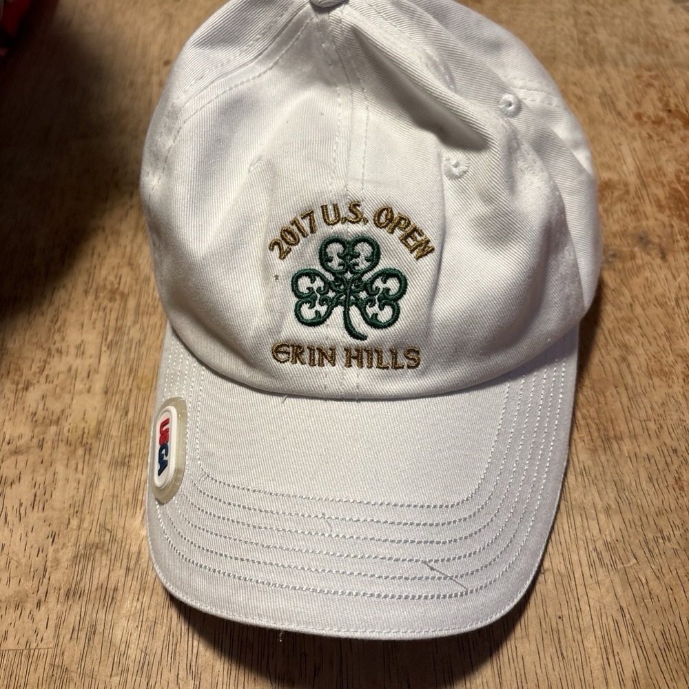 2017 US Open Erin Hills USGA Golf Hat White Baseball Cap Shamrock